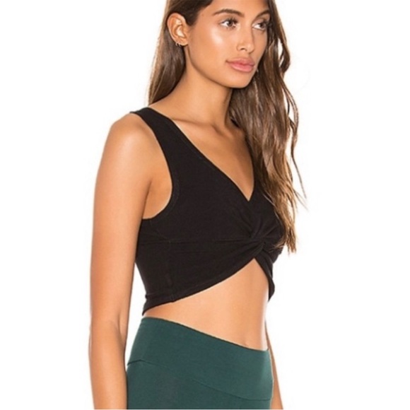 Free People Movement New Moon Knot Front Ribbed Crop Tank Black Lg - Picture 3 of 14